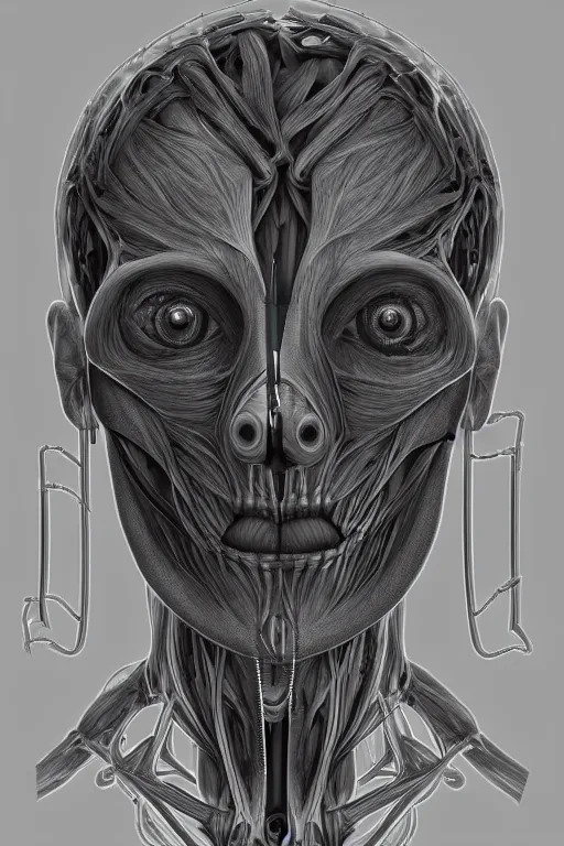 Prompt: symmetry!! optical anatomy concept art, medical anatomy, cybernetic eye, gun metal grey, nano machine, muscular system reference, anatomical art, digital art, in the style of amanda lilleston, luka mivsek, bryan christie, ranjit ghosh, artstation, pinterest, deviantart, photoshop, unreal engine