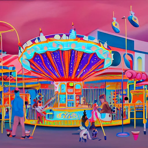 Image similar to painting of a funfair, by rik oostenbroek, james jean, amy sol