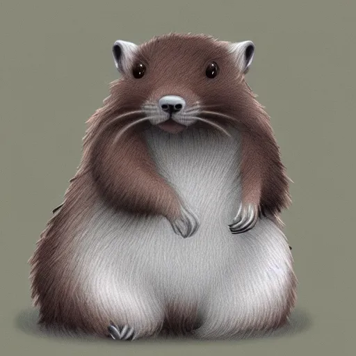 Prompt: a beaver whit fluffy fur drawn concept art