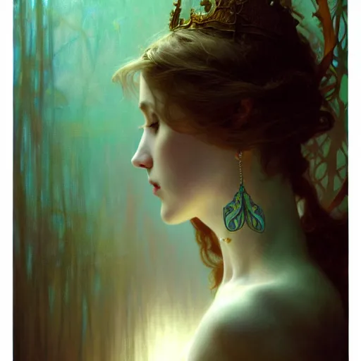 Image similar to pale teal, fantasy, intricate, elegant, dramatic lighting, emotionally evoking symbolic metaphor, highly detailed, lifelike, photorealistic, digital painting, artstation, concept art, smooth, sharp focus, illustration, art by John Collier and Albert Aublet and Krenz Cushart and Artem Demura and Alphonse Mucha