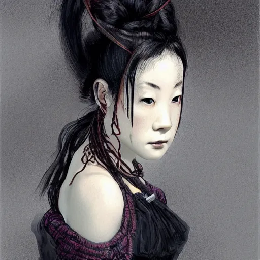 Prompt: portrait of a Shibari rope wrapped face and neck Japanese schoolgirl, headshot, insanely nice professional hair style, dramatic hair color, digital painting, of a old 18th century, traveler, amber jewels, baroque, ornate clothing, scifi, realistic, hyperdetailed, chiaroscuro, concept art, art by Franz Hals and Jon Foster and Ayami Kojima and Amano and Karol Bak,