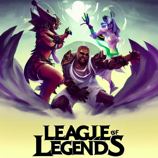 Prompt: League of Legends splash art for Kanye West