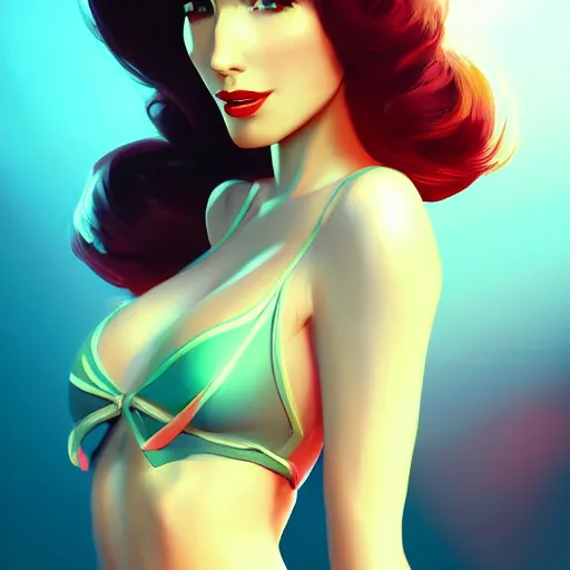 Prompt: Portrait of Pilar Rubio as a Pinup girl, mattepainting concept Blizzard pixar maya engine on stylized background splash comics global illumination lighting artstation lois van baarle, ilya kuvshinov, rossdraws