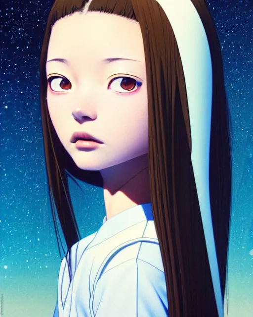 Image similar to portrait Anime as mackenzie foy interstellar girl cute-fine-face, brown-black-hair pretty face, realistic shaded Perfect face, fine details. Anime. Interstellar realistic shaded lighting by Ilya Kuvshinov katsuhiro otomo ghost-in-the-shell, magali villeneuve, artgerm, rutkowski, WLOP Jeremy Lipkin and Giuseppe Dangelico Pino and Michael Garmash and Rob Rey