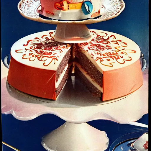 Image similar to photograph of fancy cake from 1970's cookbook