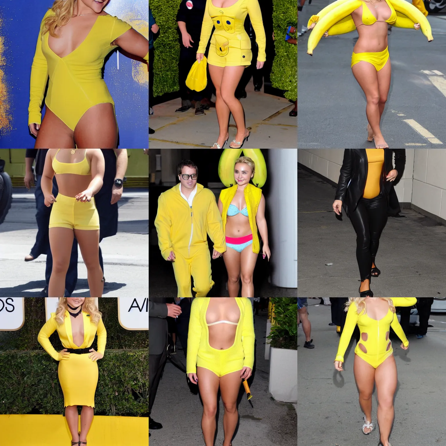 Prompt: hayden panettiere in banana suit