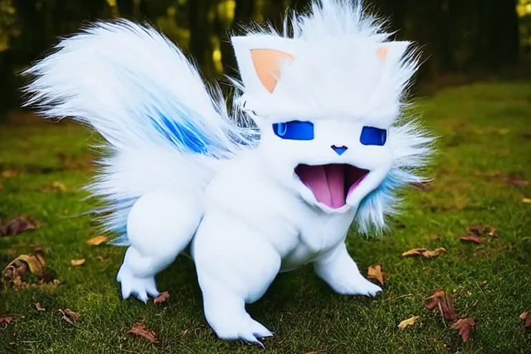 Prompt: real life absol pokemon, cute!!!, heroic!!!, adorable!!!, playful!!!, fluffly!!!, happy!!!, cheeky!!!, mischievous!!!, ultra realistic!!!, autumn, clear weather, golden hour, sharp focus