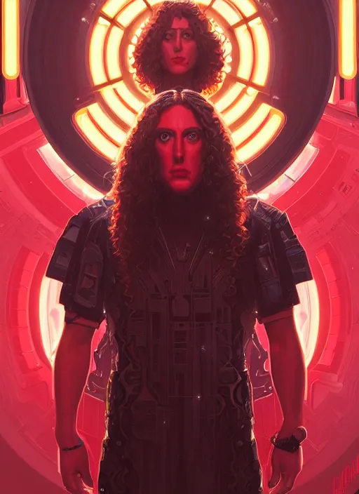 Prompt: symmetry!! portrait of weird al yankovic, sci - fi, tech wear, glowing lights!! intricate, elegant, highly detailed, digital painting, artstation, concept art, smooth, sharp focus, illustration, art by artgerm and greg rutkowski and alphonse mucha