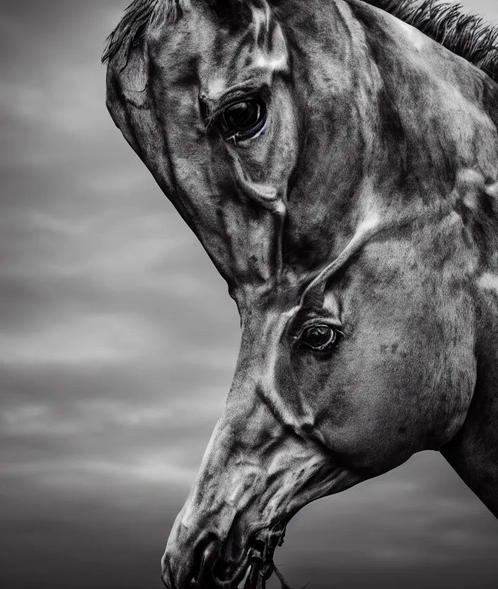 Image similar to skeleton of a horse in a dark veil, dark and mysterious, stopped in time, atmospheric, ominous, eerie, cinematic, epic, 8 k, 4 k, ultra detail, ultra realistic