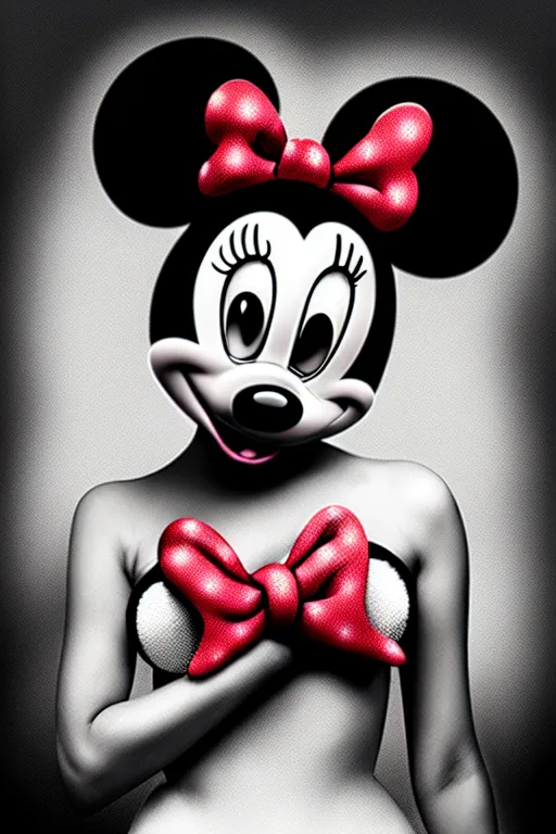 Image similar to glamour portrait of minnie mouse by lee jeffries, digital art, best on artstation