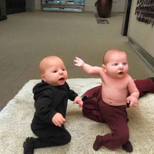 Prompt: babies reenacting the movie matrix