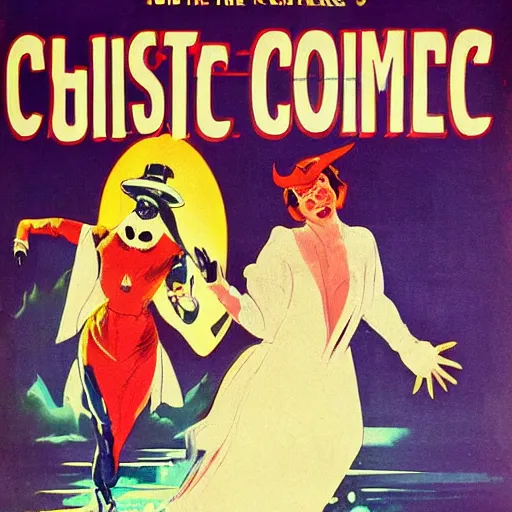 Image similar to 🌛👻🥶🕵, cinematic, comic art, vintage movie poster, crisp, clear