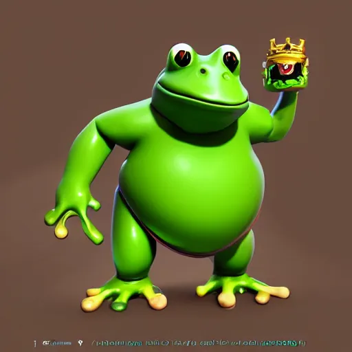 Prompt: giant frog, in the style of clash royale unit