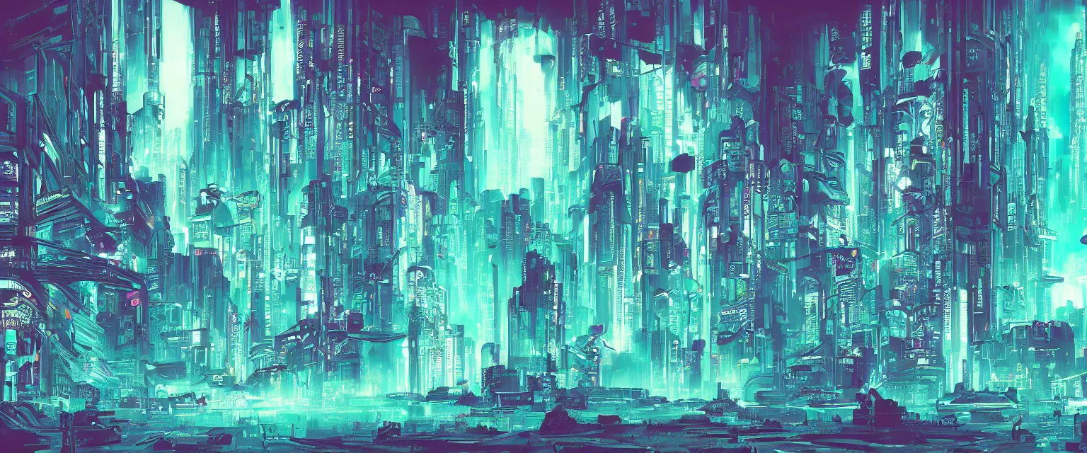 Image similar to Cyberpunk dreamscape, teal, abstract,detailed