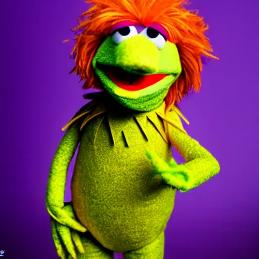 Image similar to studio portrait still of muppet!!!!! ziggy stardust!!!!!! as a muppet muppet as a muppet, 8 k, studio lighting, key light,