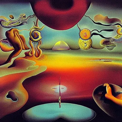 Prompt: consciousness expanding during a psychedelic fever dream, surreal and ethereal by salvador dali