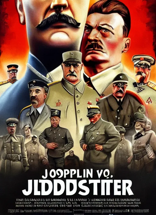 Image similar to poster for a biographical film animation called joseph stalin vs adolf hitler, 8 k, hd, art by craig mullins