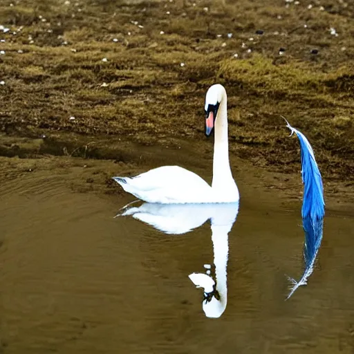 Image similar to a swan with blue feather, photo in national geographic