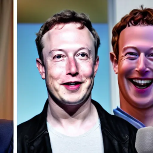 Image similar to elon musk and mark zuckerberg sharing a single body