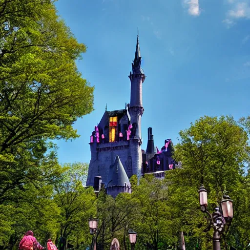 Prompt: the maleficent's castle in the middle of central park.