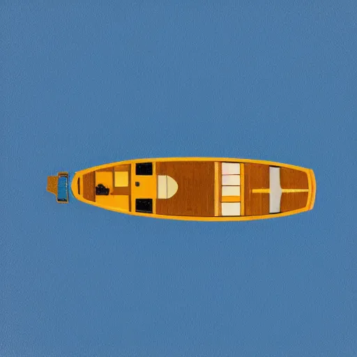 Image similar to aerial view of a lone boat in the middle of the ocean. art in the style of Duy Huynh. detailed. sharp W-1024 H-1024