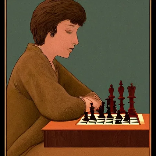 a detailed drawing of a chess player, Stable Diffusion