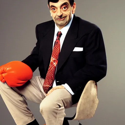 Prompt: Mr Bean in WWE, 1990