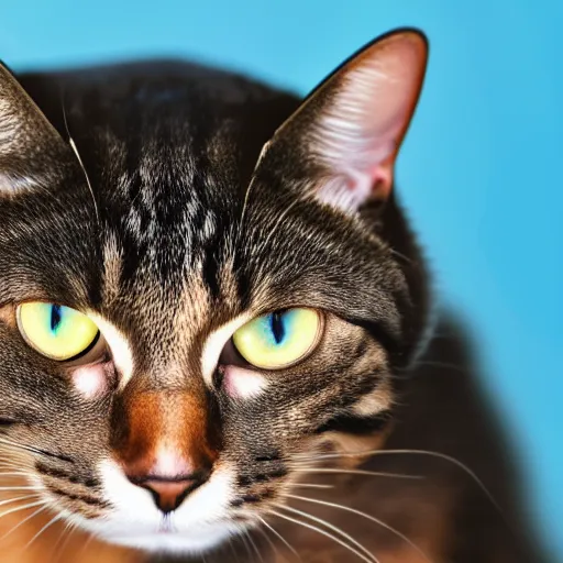 Image similar to a cat playing with a blue ball, XF IQ4, 150MP, 50mm, f/1.4, ISO 200, 1/160s, natural light, Adobe Photoshop, Adobe Lightroom, DxO Photolab, Corel PaintShop Pro, rule of thirds, symmetrical balance, depth layering, polarizing filter, Sense of Depth, AI enhanced