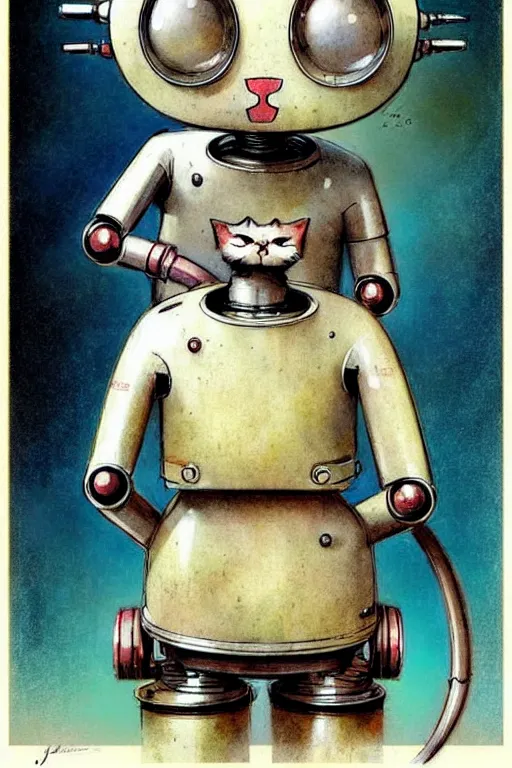 Image similar to ( ( ( ( ( 1 9 5 0 s retro robot cat. muted colors. ) ) ) ) ) by jean - baptiste monge!!!!!!!!!!!!!!!!!!!!!!!!!!!!!!