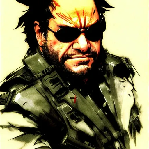 Prompt: beautiful videogame concept art of danny devito, daniel michael devito jr. from metal gear solid, by yoji shinkawa