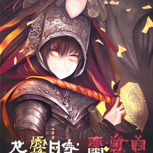 Prompt: art of a knight by Li Fangying,Ni Yuanlu and Toyohara Kunichika,pixiv contest winner,2d game art,beautiful,high quality