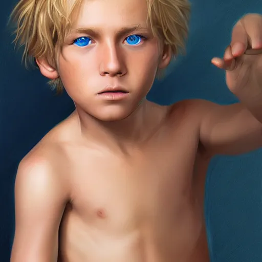 Image similar to a detailed portrait of a blonde boy with blue eyes, digital concept art illustration, incredibly detailed and realistic, 8 k, sharp focus