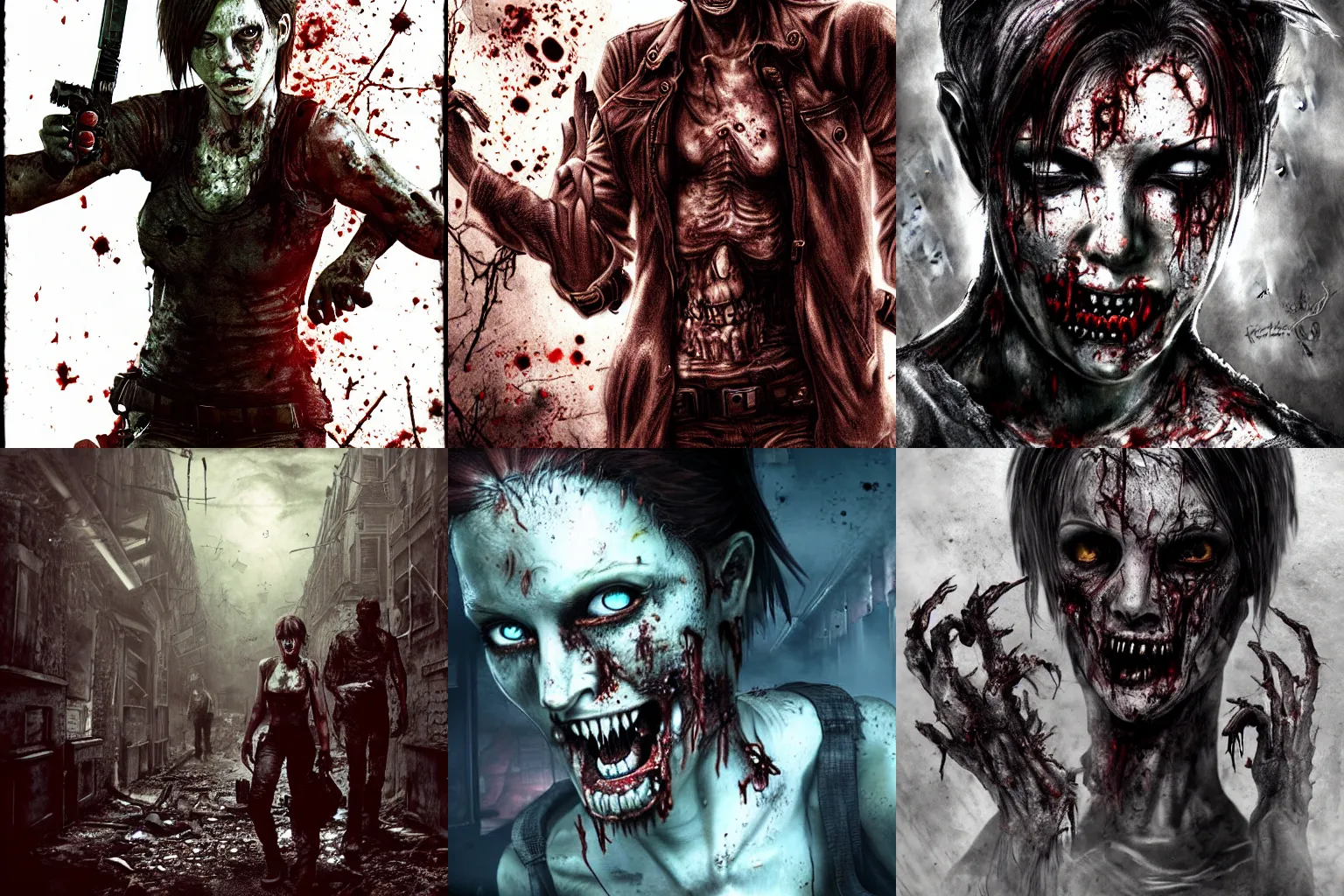 Prompt: Resident Evil concept zombie art, highly detailed, horror, scary, terrifying, horrific, nighttime, dimly lit, creepy hd 4k