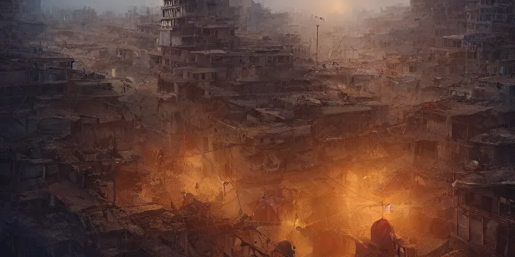Prompt: new dehli during the climate change migrant crisis by jorge jacinto, intricate, high detail, digital painting, ultra realistic, cinematic lighting, wide angle cinematography, artstation, 3 5 mm film grain