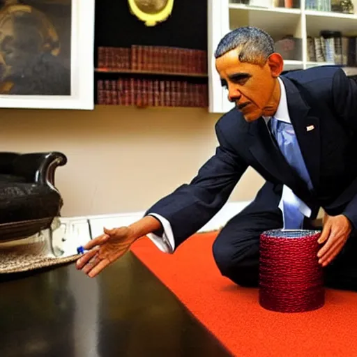 Image similar to obama playing with a slinky