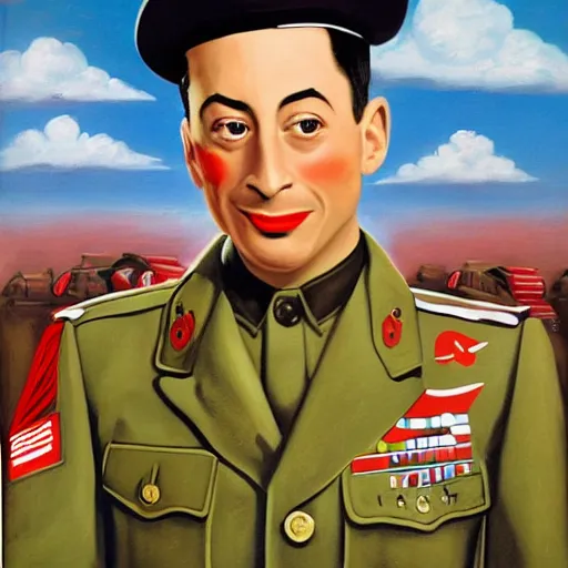 Image similar to Comrade Pee-Wee Herman, army uniform, propaganda painting, socialist realism