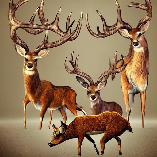 Image similar to three deers having a cool birthday party, photorealistic, highly detailed