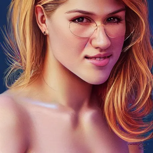 Image similar to eugenie bouchard in the style of stefan kostic, realistic, full body, sharp focus, 8 k high definition, insanely detailed, intricate, elegant, art by stanley lau and artgerm