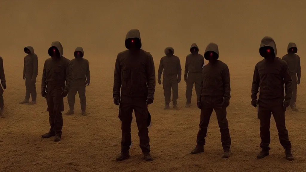 Image similar to the doritos blinders, film still from the movie directed by denis villeneuve with art direction by zdzis