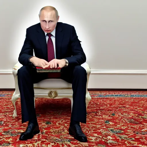 Prompt: putin with his face in his hands with a laptop which is on fire sitting next to him on the ground.