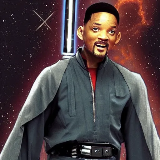 Prompt: will smith as a jedi