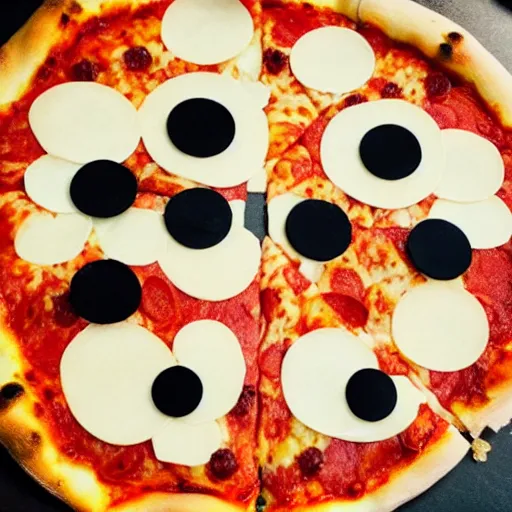 Prompt: pizza with eyes