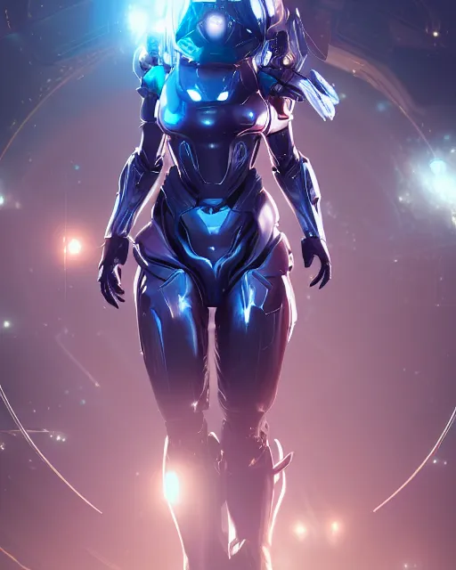 Image similar to perfect android girl on a mothership, warframe armor, beautiful face, scifi, futuristic, galaxy, nebula, raytracing, dreamy, long white hair, blue cyborg eyes, sharp focus, cinematic lighting, highly detailed, artstation, divine, by gauthier leblanc, kazuya takahashi, huifeng huang