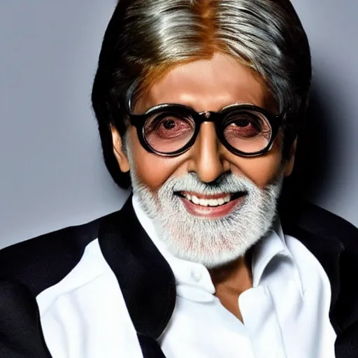 Prompt: Amitabh Bachchan posing still for a photo