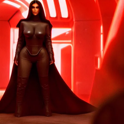 Image similar to kim kardashian in star wars as an evil sith, 8k resolution, full HD, cinematic lighting, award winning, anatomically correct