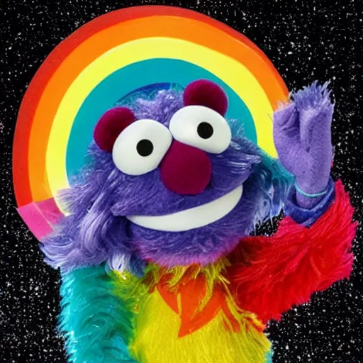 Image similar to rainbow cosmic animal from sesame street