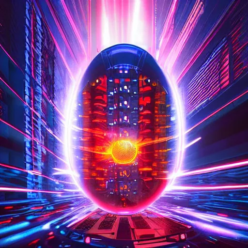 Image similar to A mini fusion reactor, cyberpunk style, vivid colors, dramatic lighting, top post of all time on /r/ImaginaryTechnology subreddit