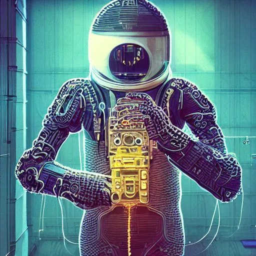 Image similar to portrait of a squid monster astronaut, in a 1970s livingroom , full body portrait, well lit, intricate abstract. cyberpunk, intricate artwork, by Tooth Wu, wlop, beeple. octane render, trending on artstation, greg rutkowski very coherent symmetrical artwork. cinematic, hyper realism, high detail, octane render, 8k, minimalistic, hyperrealistic surrealism, award winning masterpiece with incredible details, a surreal vaporwave liminal space, highly detailed, trending on ArtStation