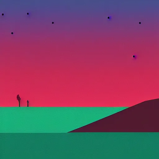 Prompt: minimalist illustration of colorful landscape