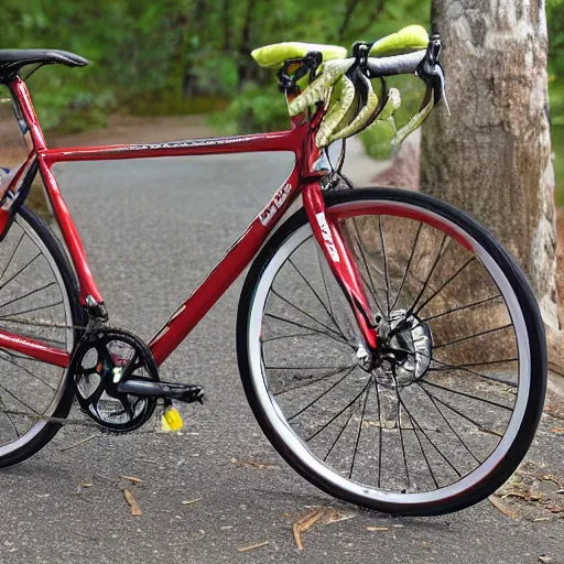 Prompt: road bike made out of ginseng root